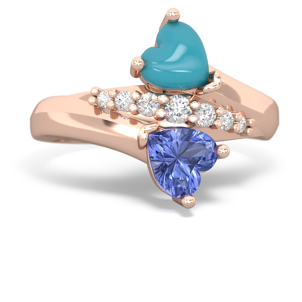 Turquoise Heart To Heart 14K Rose Gold ring R2064