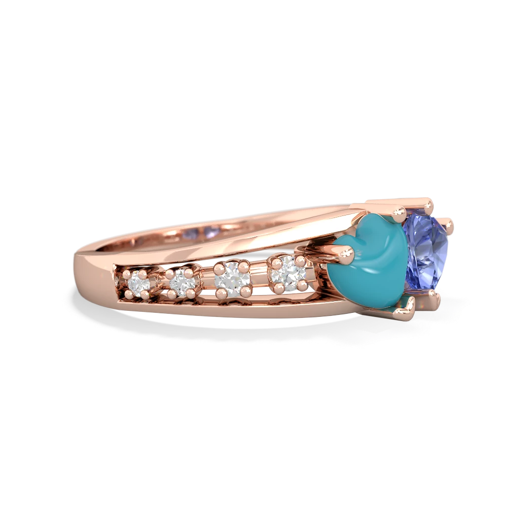 Turquoise Heart To Heart 14K Rose Gold ring R3342