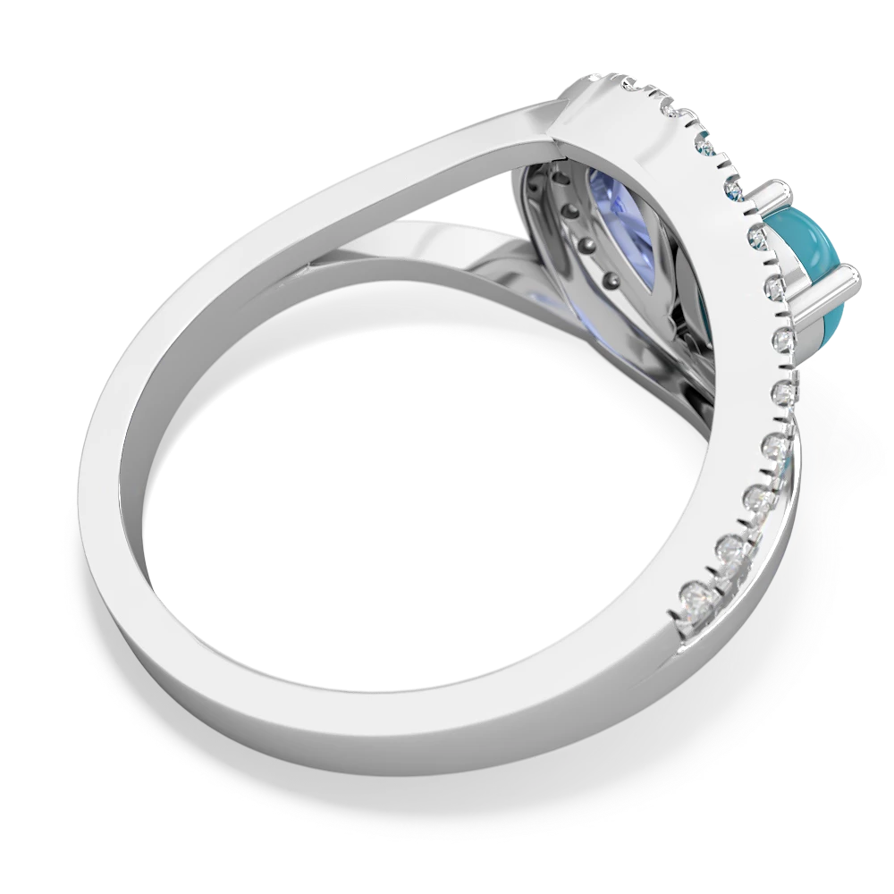 Turquoise Nestled Heart Keepsake 14K White Gold ring R5650