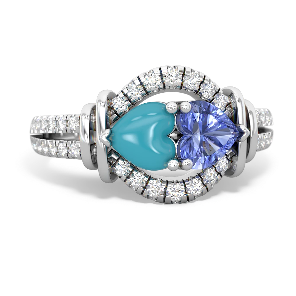 Turquoise Art-Deco Keepsake 14K White Gold ring R5630