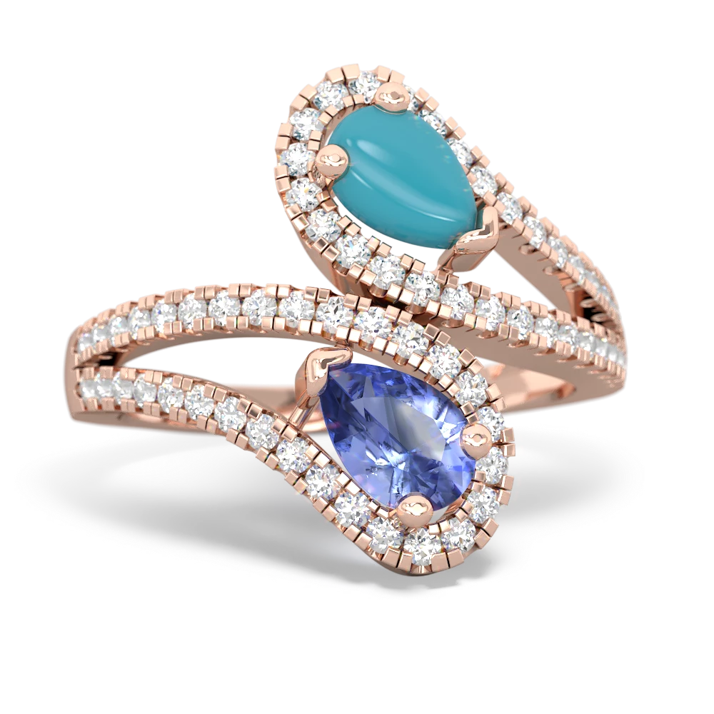 Turquoise Diamond Dazzler 14K Rose Gold ring R3000