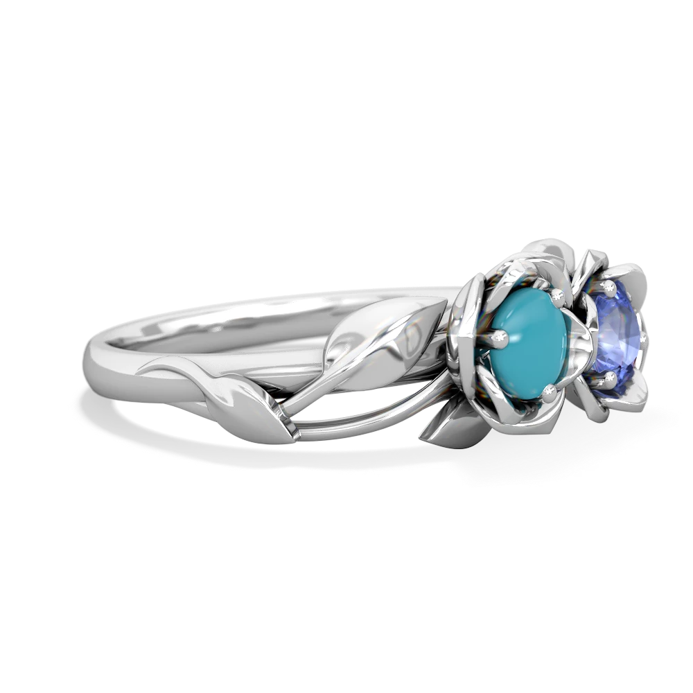 Turquoise Rose Garden 14K White Gold ring R5510