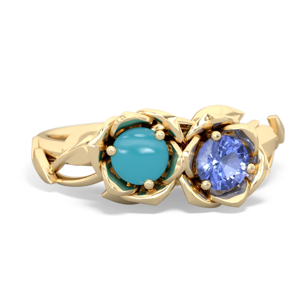 Turquoise Rose Garden 14K Yellow Gold ring R5510