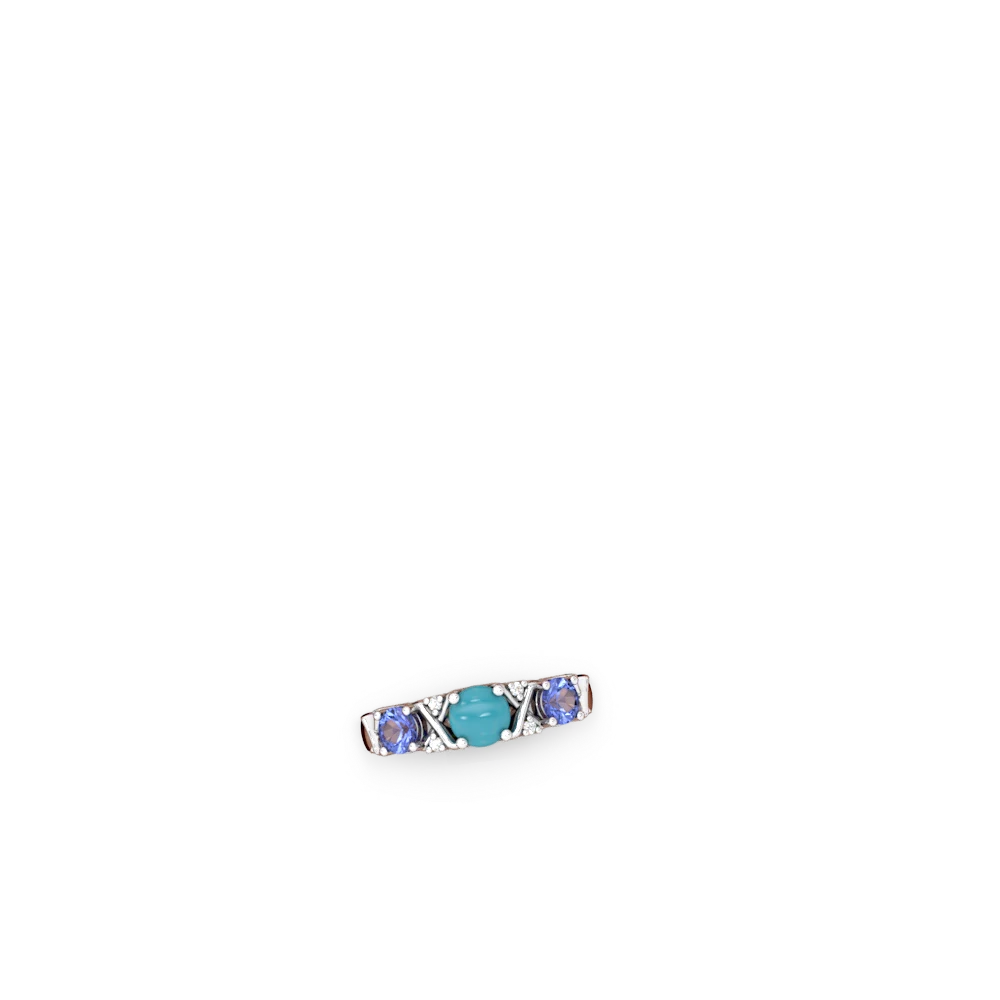 Turquoise Hugs And Kisses 14K White Gold ring R5016