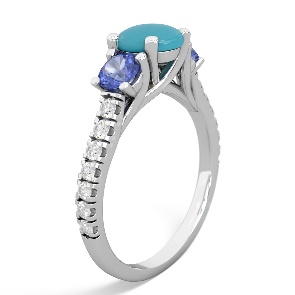 Turquoise Pave Trellis 14K White Gold ring R5500