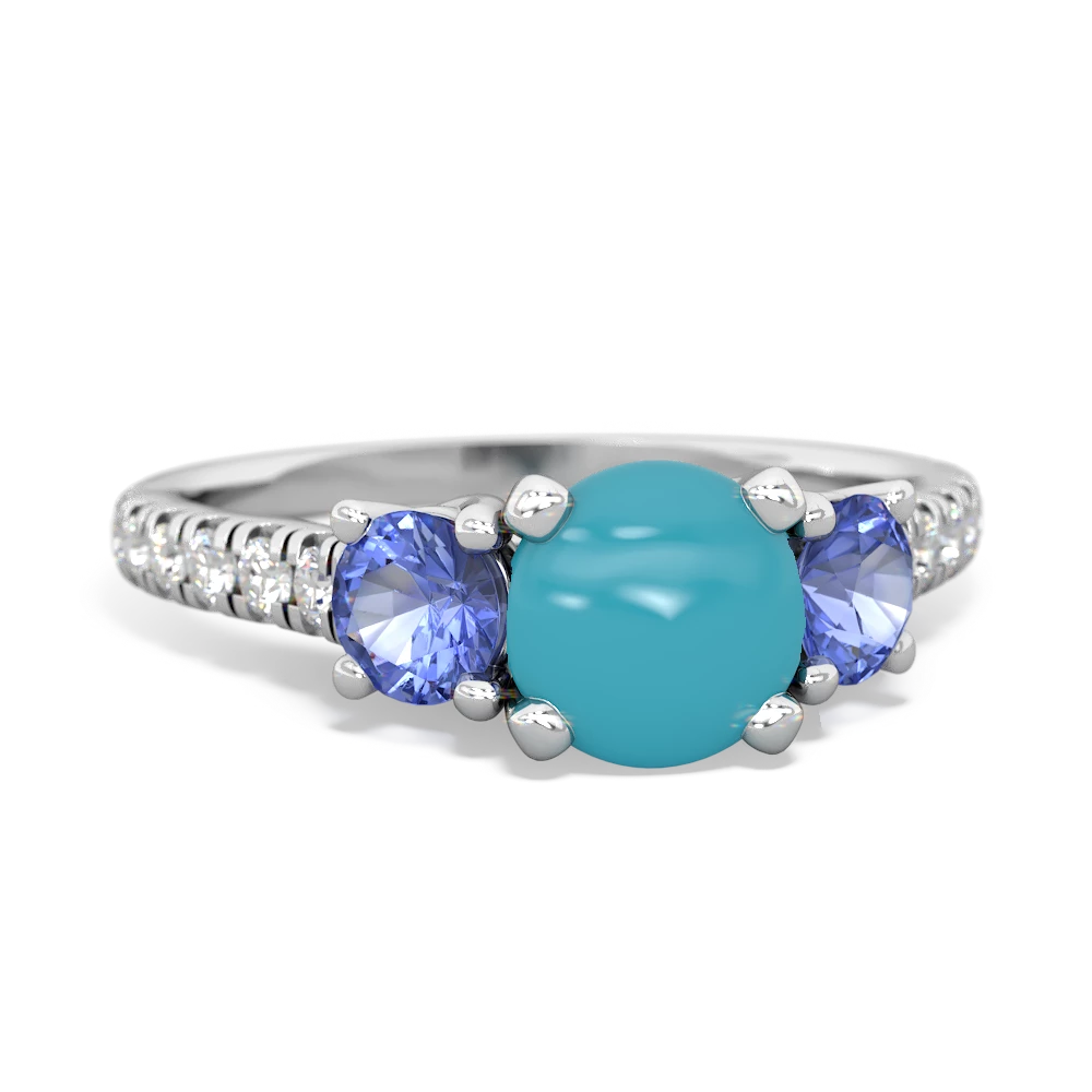 Turquoise Pave Trellis 14K White Gold ring R5500