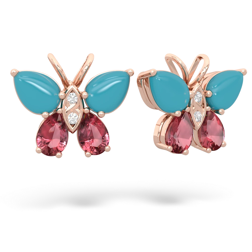 Turquoise Butterfly 14K Rose Gold earrings E2215