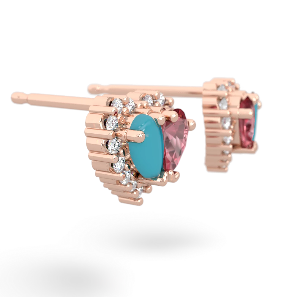 Turquoise Halo 14K Rose Gold earrings E7008