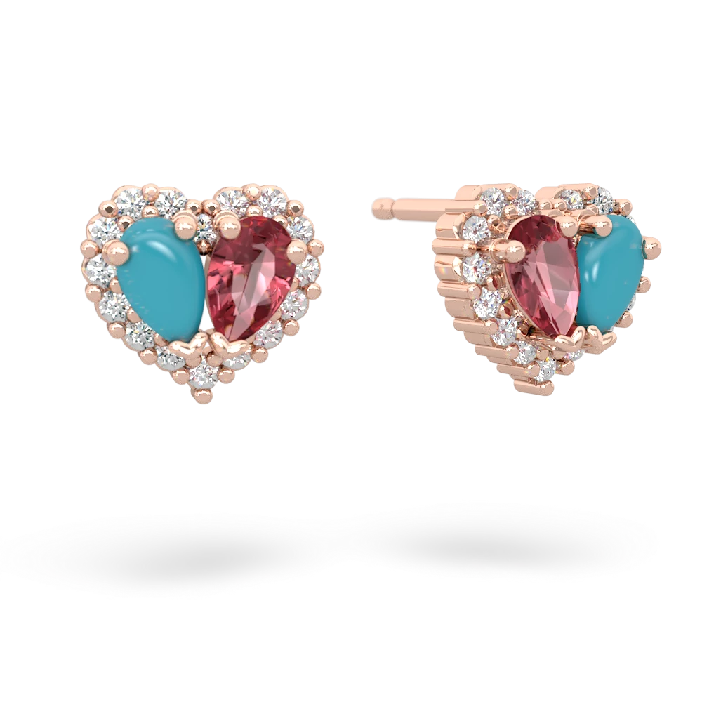 Turquoise Halo 14K Rose Gold earrings E7008