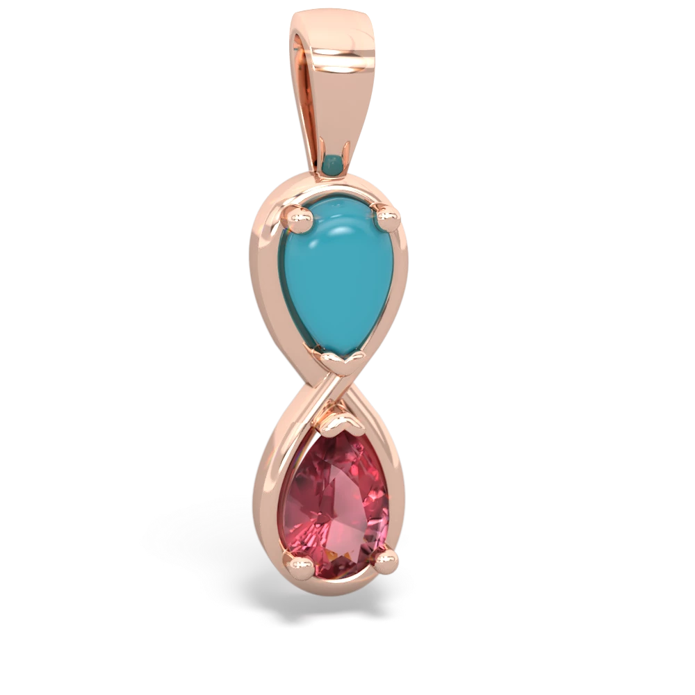 Turquoise Infinity 14K Rose Gold pendant P5050