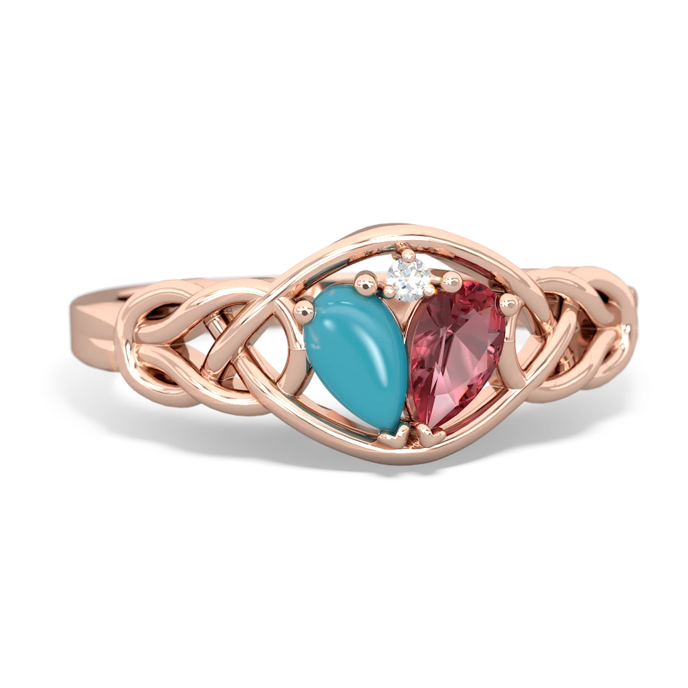 Turquoise Celtic Love Knot 14K Rose Gold ring R5420