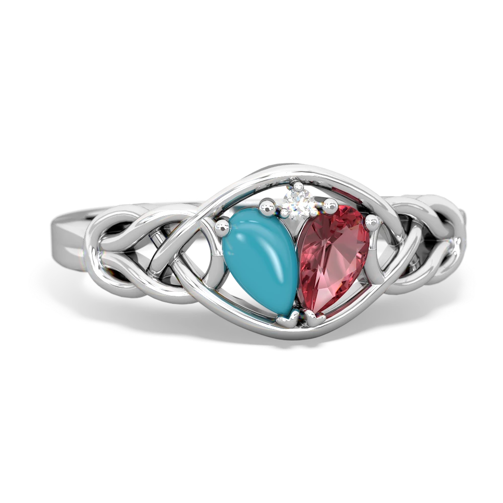 Turquoise Celtic Love Knot 14K White Gold ring R5420