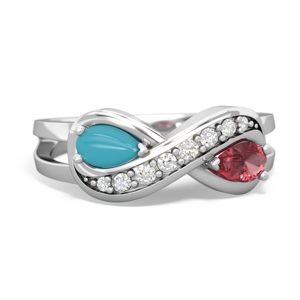 Turquoise Diamond Infinity 14K White Gold ring R5390