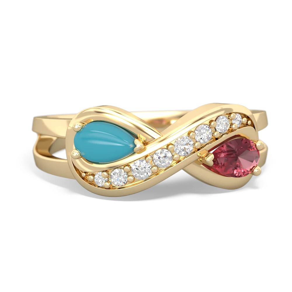 Turquoise Diamond Infinity 14K Yellow Gold ring R5390