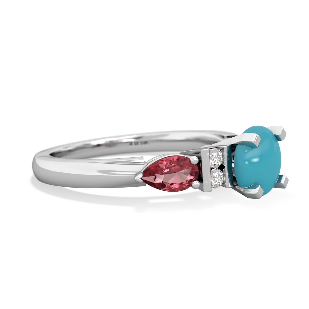 Turquoise 6Mm Round Eternal Embrace Engagement 14K White Gold ring R2005