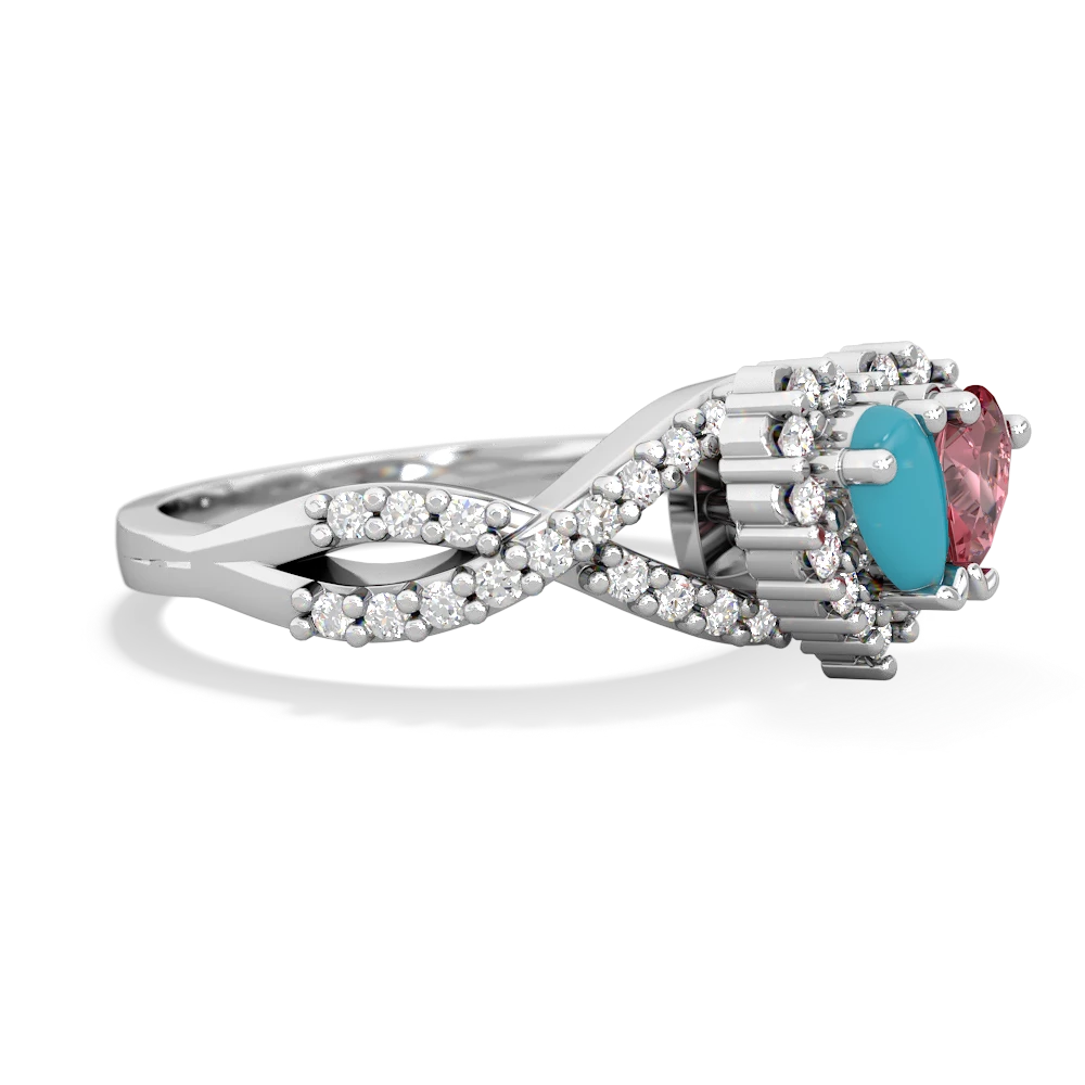 Turquoise Diamond Twist 'One Heart' 14K White Gold ring R2640HRT