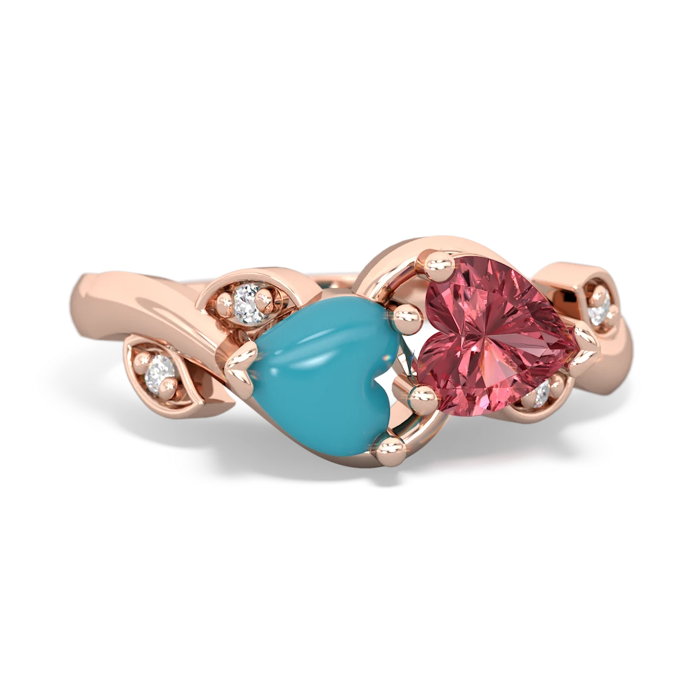 Turquoise Floral Elegance 14K Rose Gold ring R5790