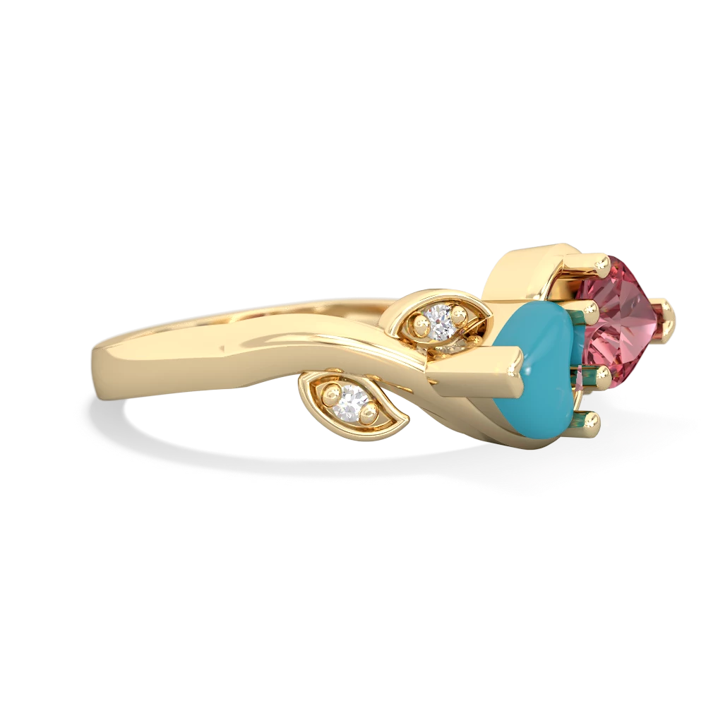 Turquoise Floral Elegance 14K Yellow Gold ring R5790