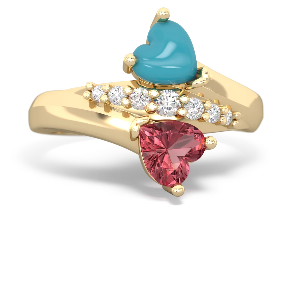 Turquoise Heart To Heart 14K Yellow Gold ring R2064