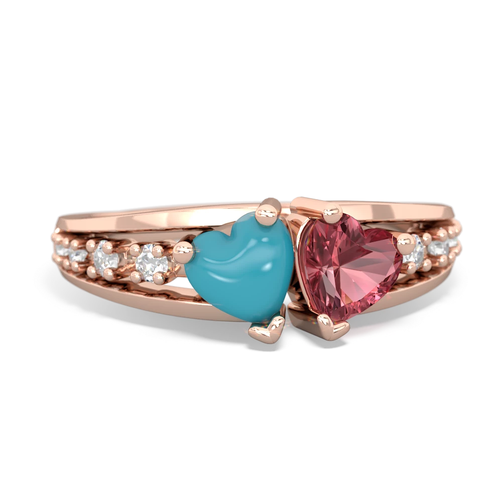 Turquoise Heart To Heart 14K Rose Gold ring R3342