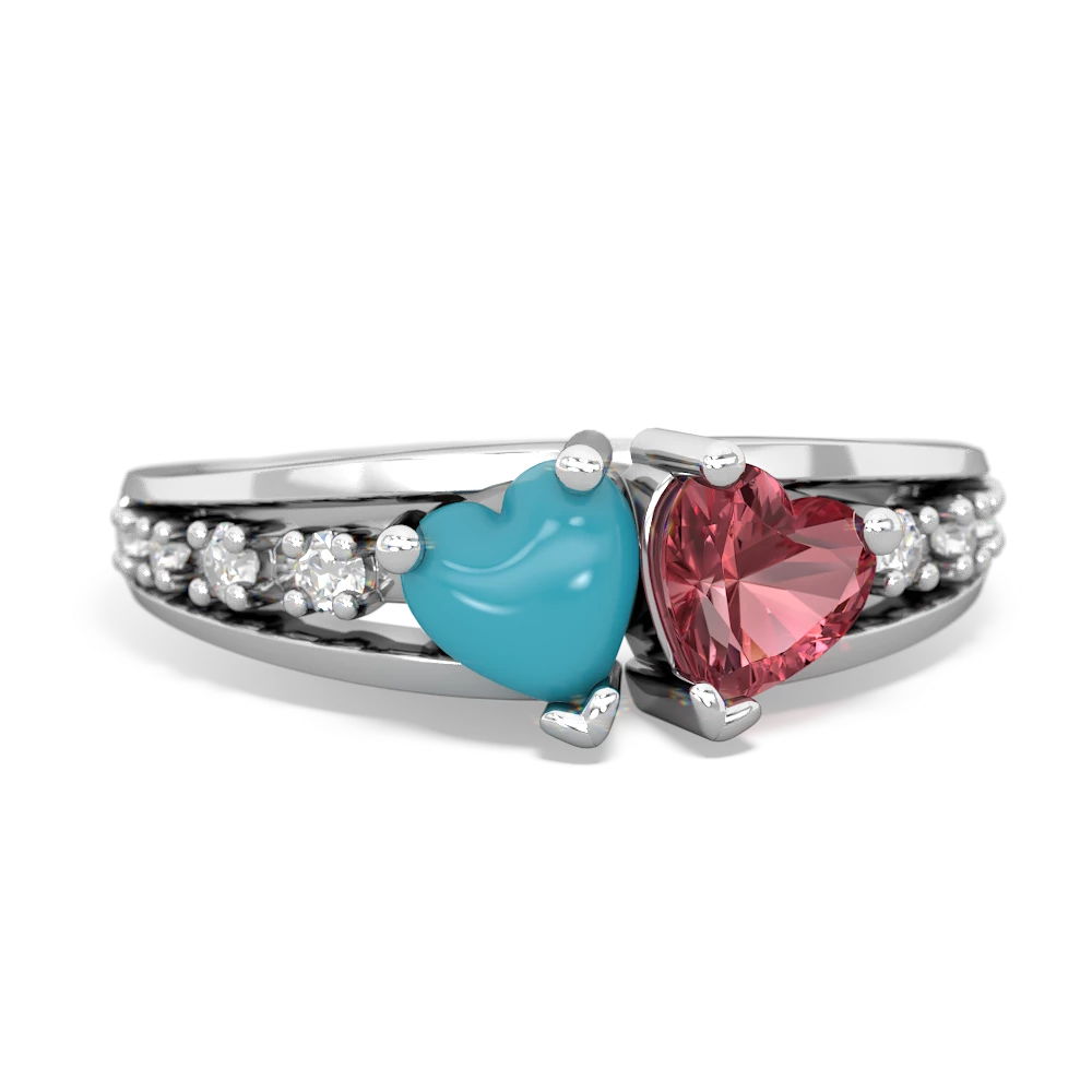 Turquoise Heart To Heart 14K White Gold ring R3342