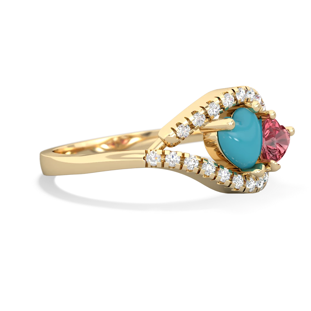 Turquoise Mother And Child 14K Yellow Gold ring R3010