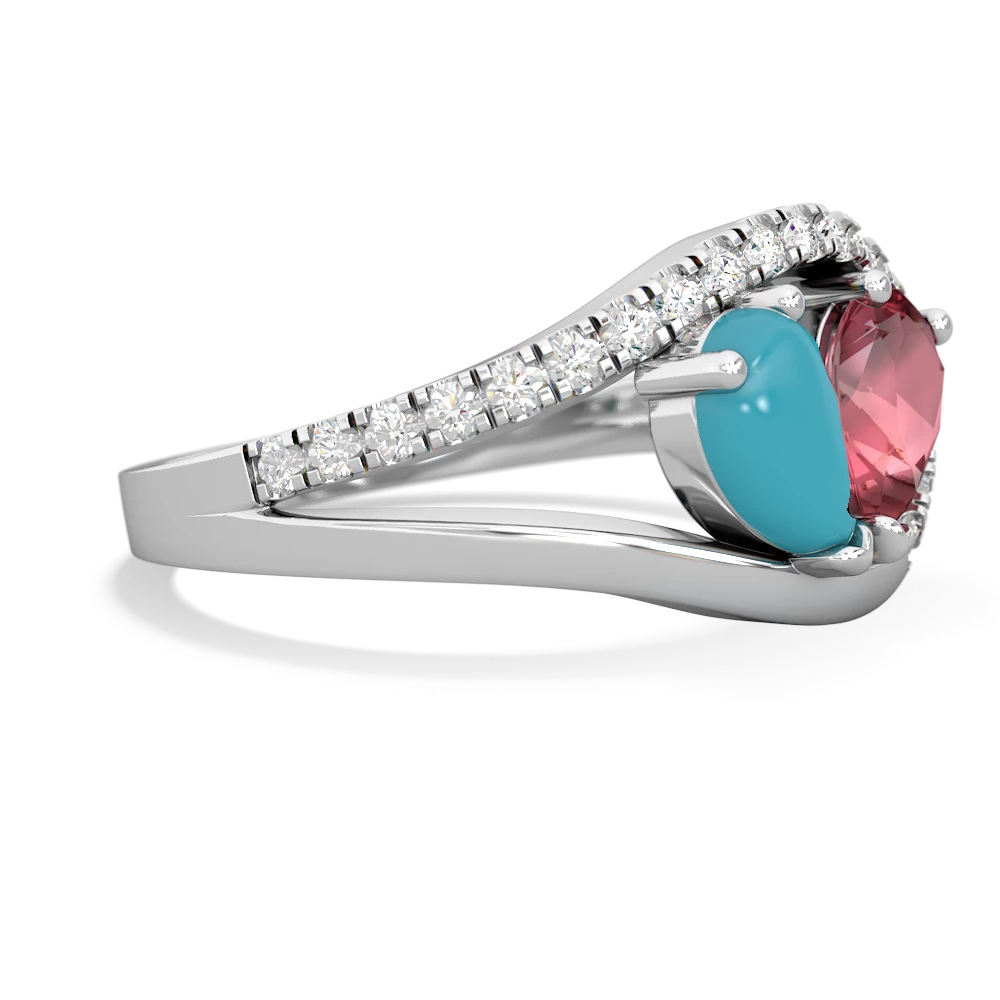 Turquoise Nestled Heart Keepsake 14K White Gold ring R5650