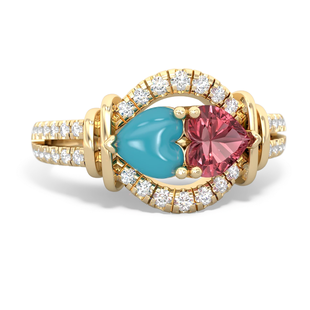 Turquoise Art-Deco Keepsake 14K Yellow Gold ring R5630