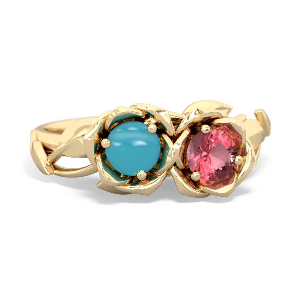 Turquoise Rose Garden 14K Yellow Gold ring R5510