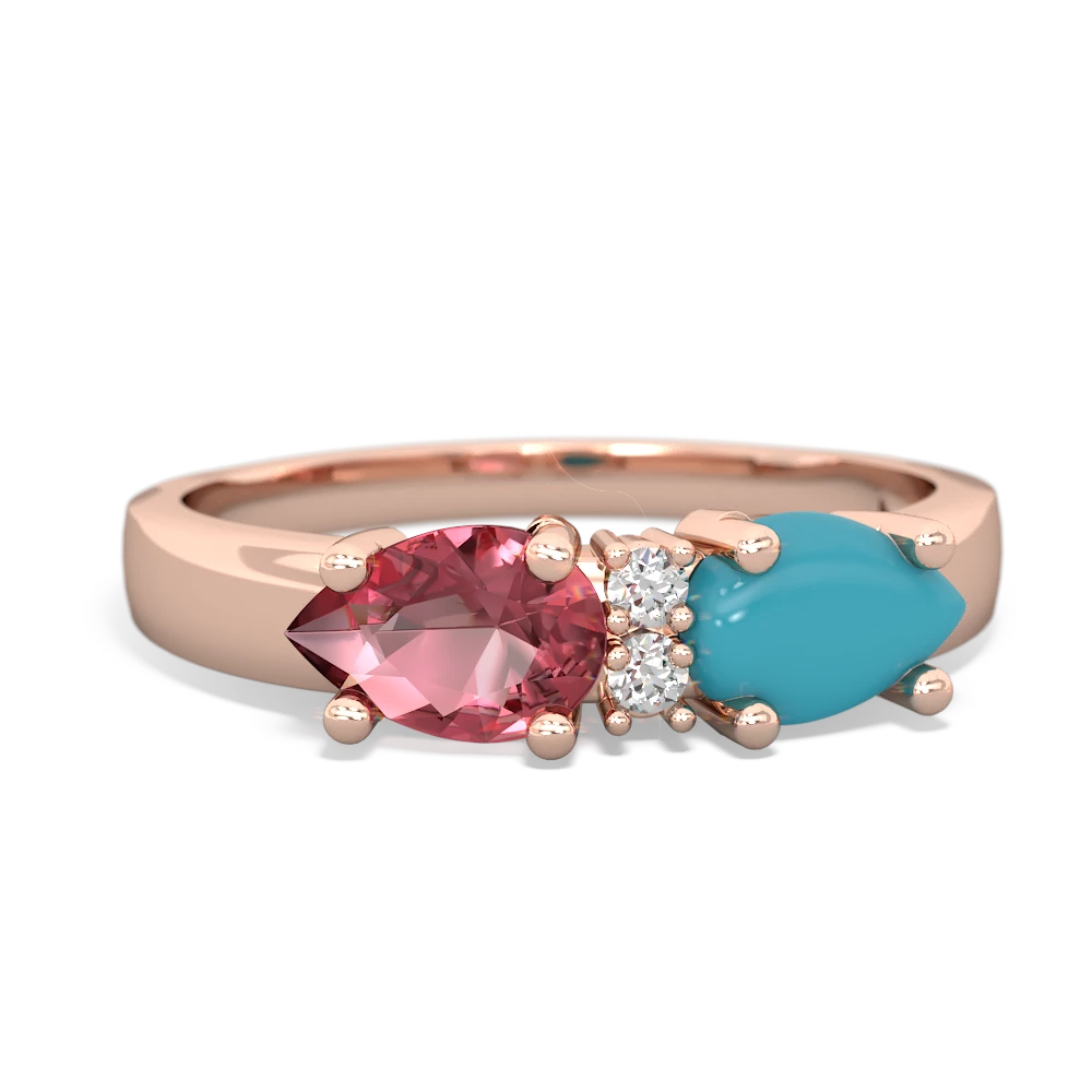 Turquoise Pear Bowtie 14K Rose Gold ring R0865