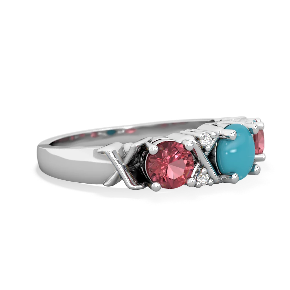 Turquoise Hugs And Kisses 14K White Gold ring R5016