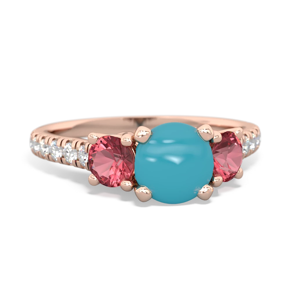 Turquoise Pave Trellis 14K Rose Gold ring R5500