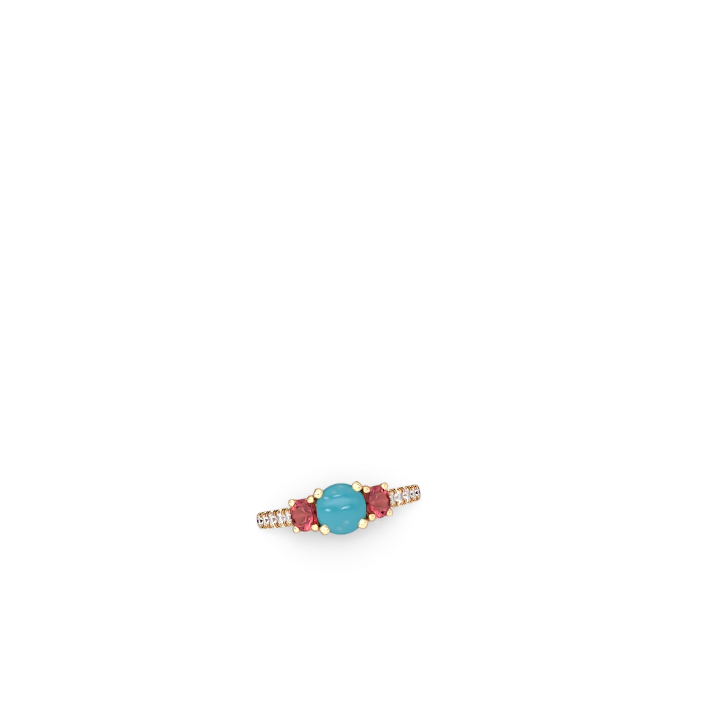 Turquoise Pave Trellis 14K Yellow Gold ring R5500