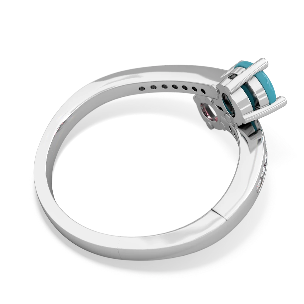 Turquoise Channel Set Two Stone 14K White Gold ring R5303