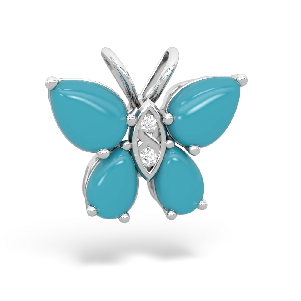 Turquoise Butterfly 14K White Gold pendant P2215