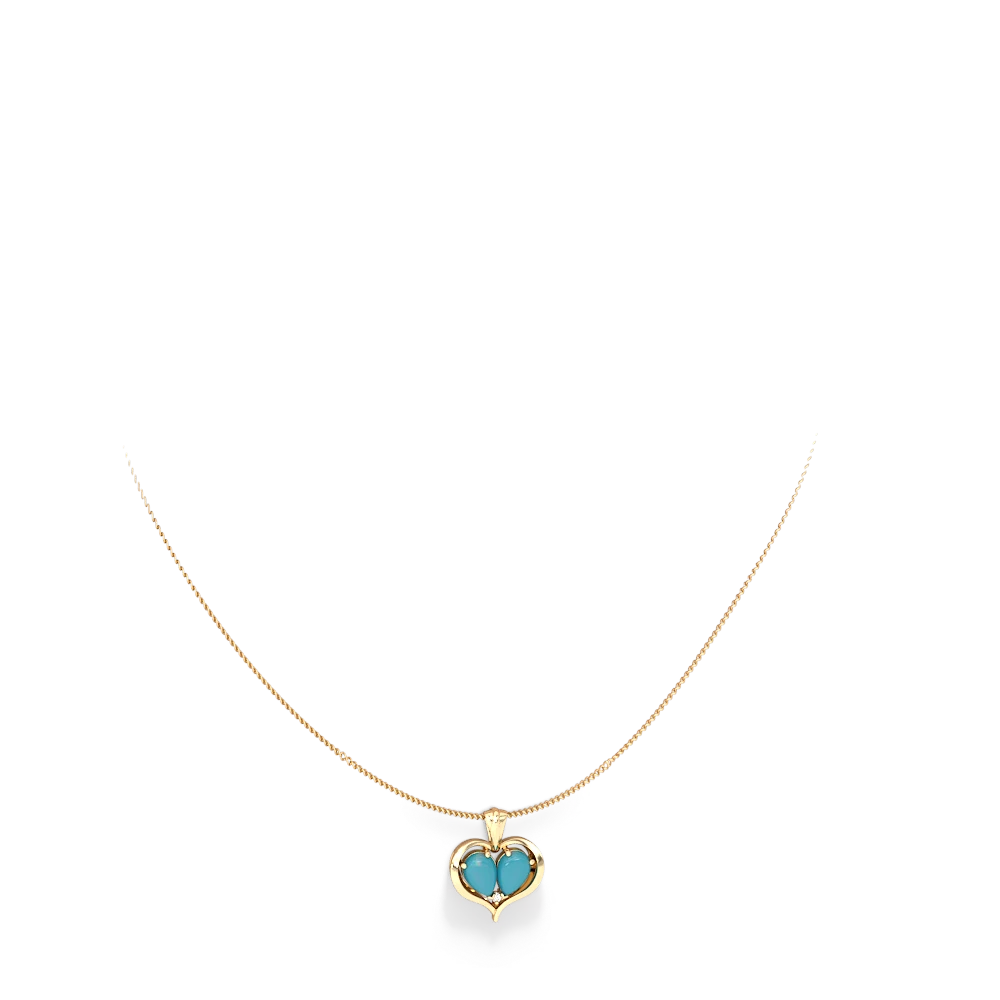 Turquoise Two Become One 14K Yellow Gold pendant P5330
