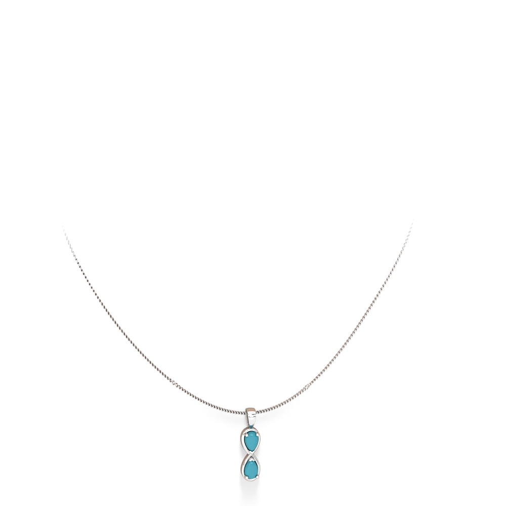 Turquoise Infinity 14K White Gold pendant P5050