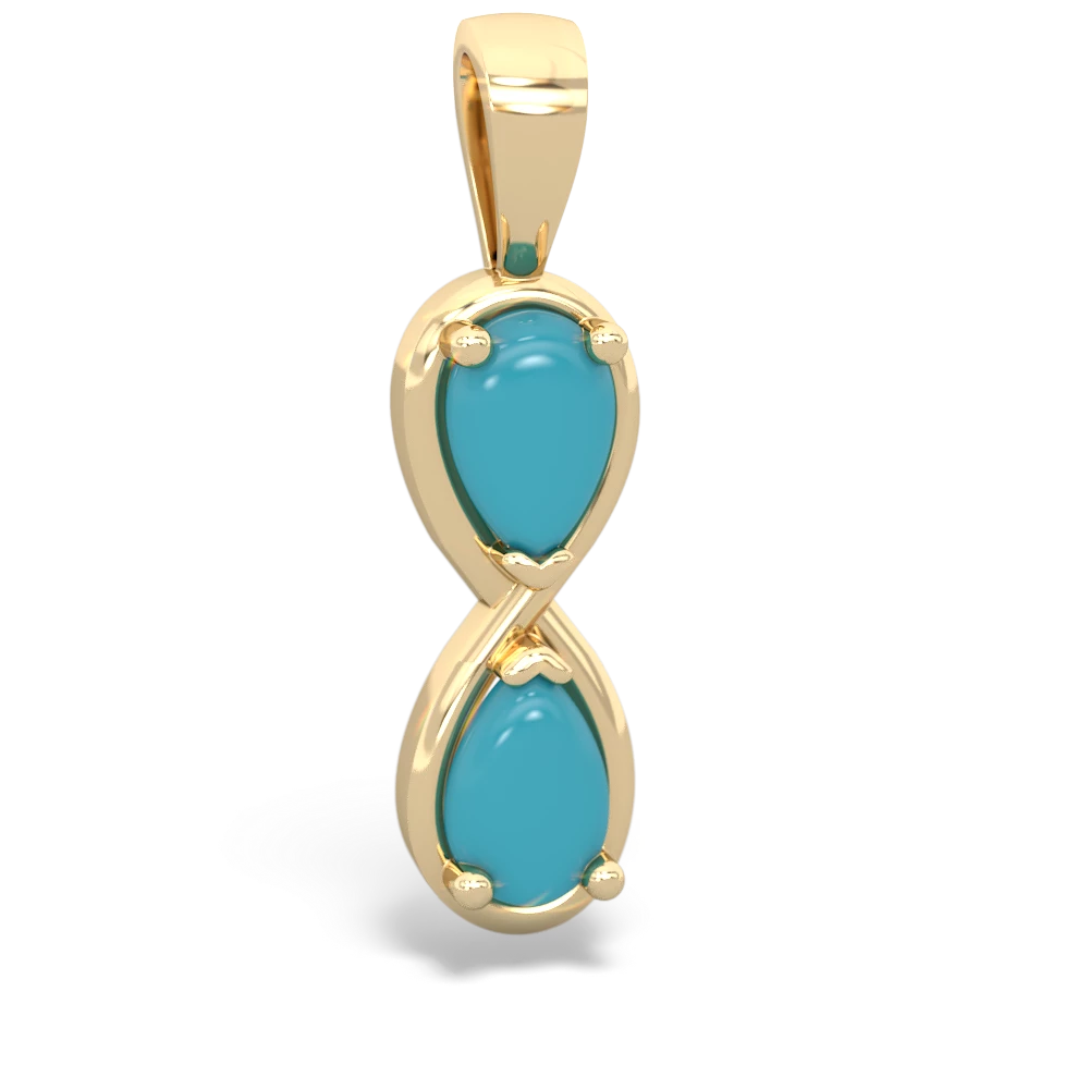 Turquoise Infinity 14K Yellow Gold pendant P5050