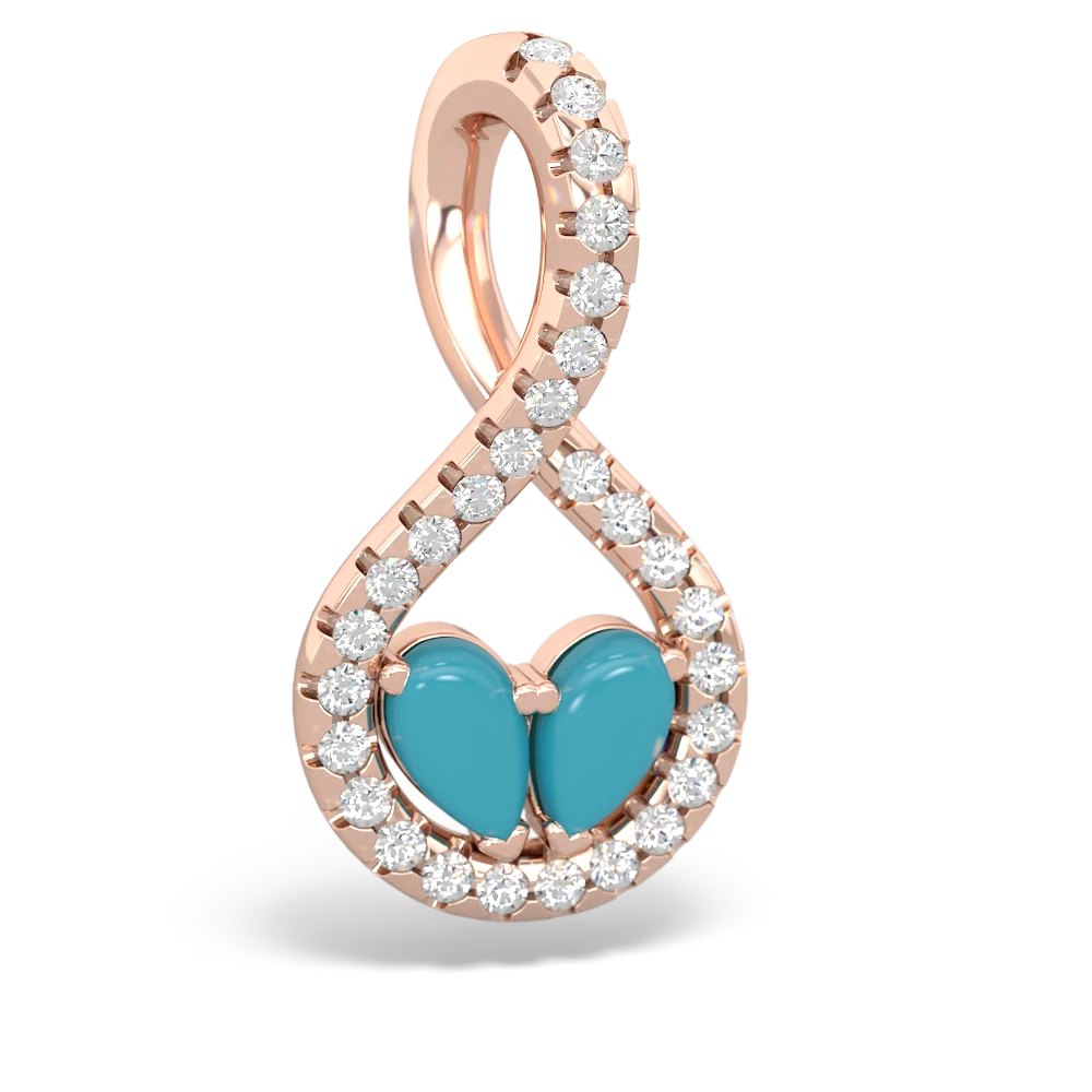 Turquoise Pave Twist 'One Heart' 14K Rose Gold pendant P5360