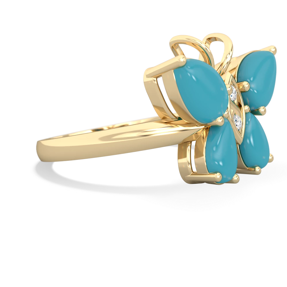 Turquoise Butterfly 14K Yellow Gold ring R2215