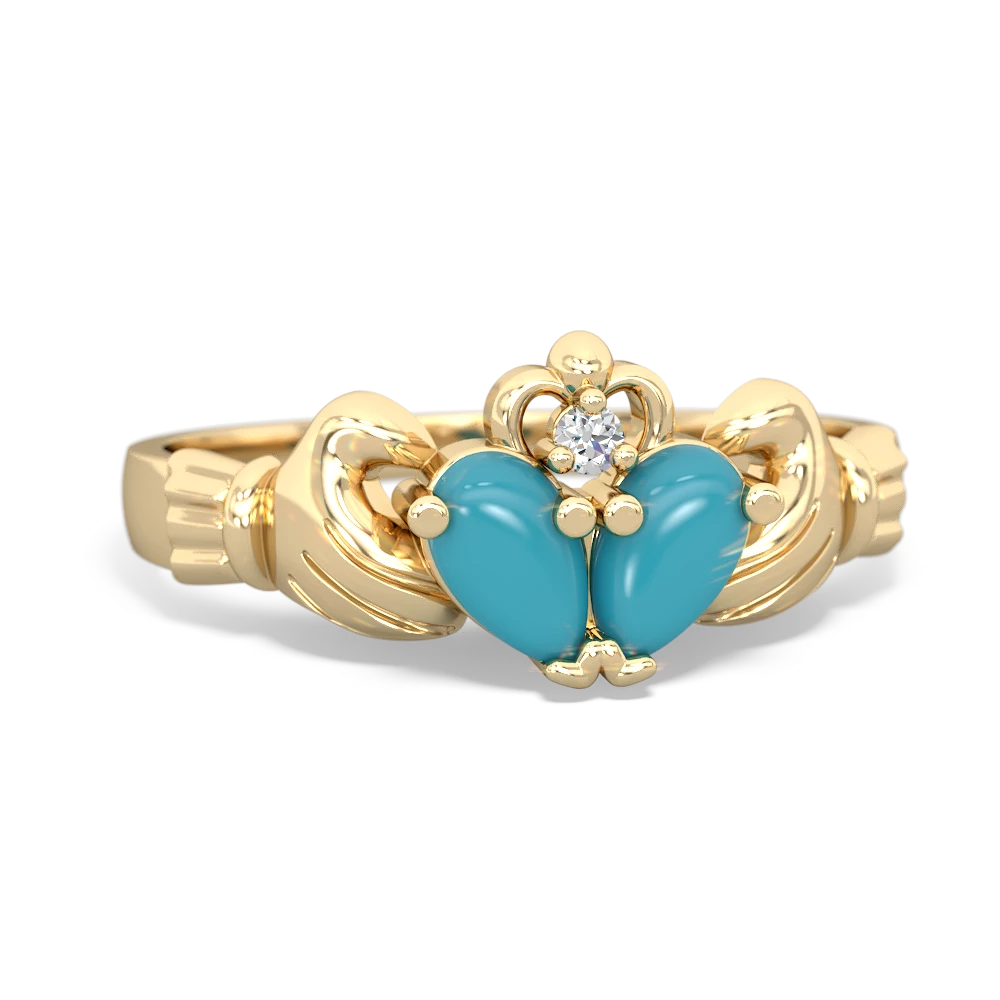 Turquoise 'Our Heart' Claddagh 14K Yellow Gold ring R2388