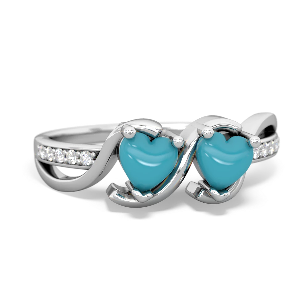 Turquoise Side By Side 14K White Gold ring R3090