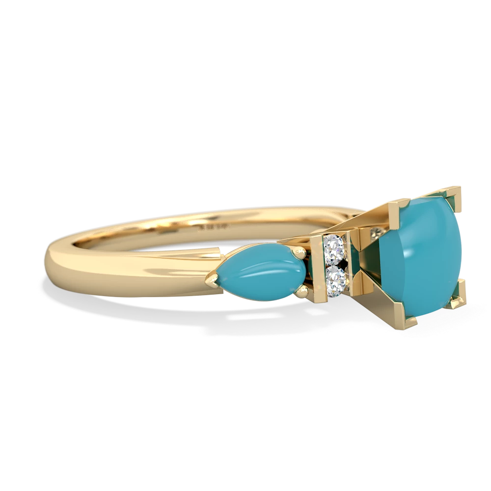 Aquamarine 6Mm Princess Eternal Embrace Engagement 14K Yellow Gold ring C2002