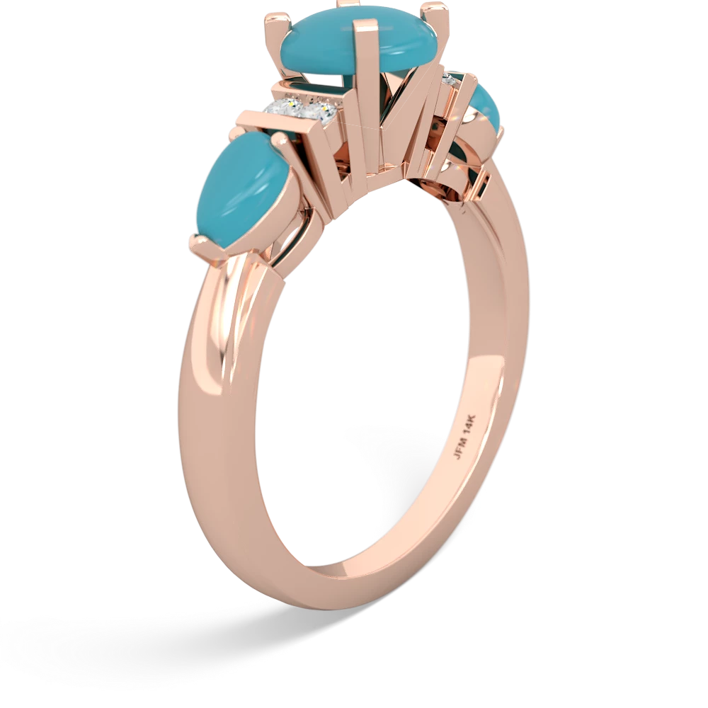 Turquoise 6Mm Round Eternal Embrace Engagement 14K Rose Gold ring R2005