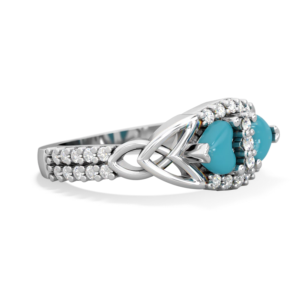 Turquoise Sparkling Celtic Knot 14K White Gold ring R2645