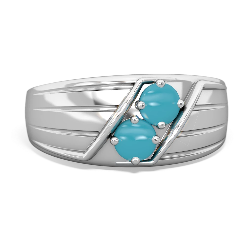 Turquoise Men's Streamline 14K White Gold ring R0460