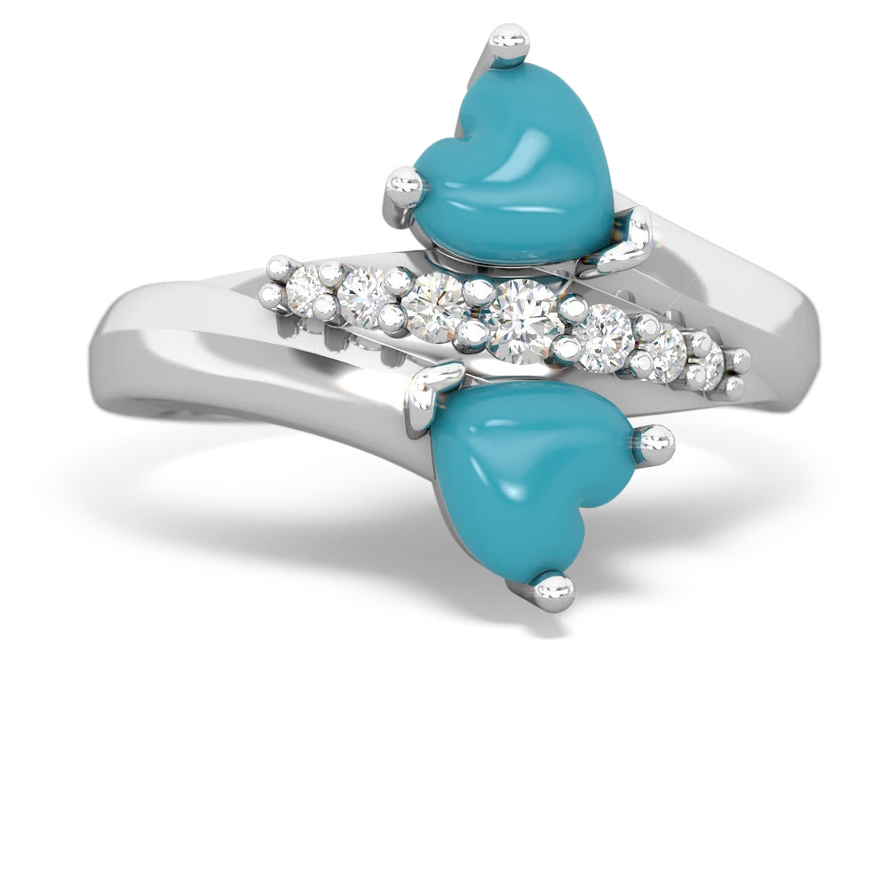 Turquoise Heart To Heart 14K White Gold ring R2064