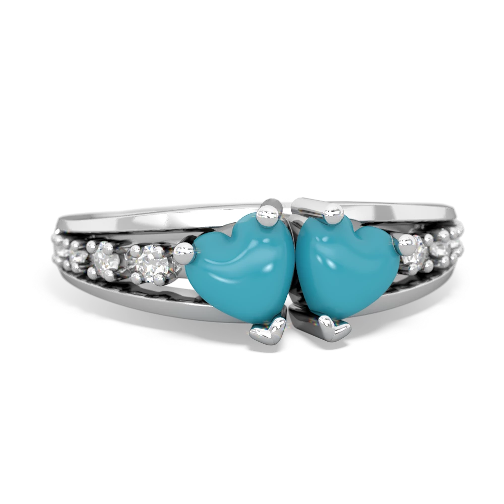 Turquoise Heart To Heart 14K White Gold ring R3342