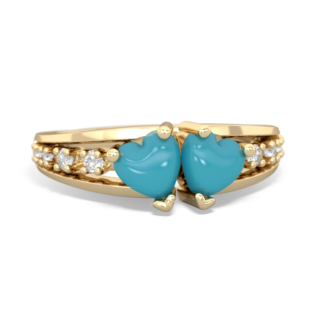 Turquoise Heart To Heart 14K Yellow Gold ring R3342