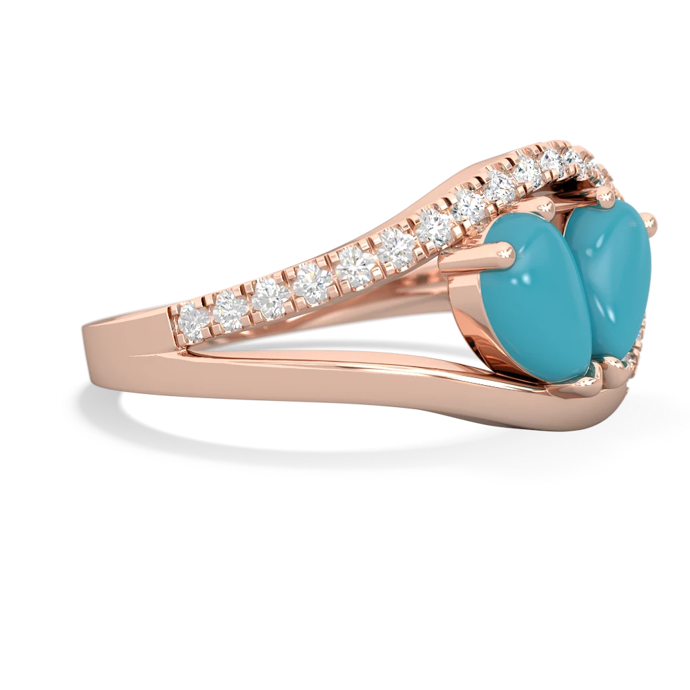 Turquoise Nestled Heart Keepsake 14K Rose Gold ring R5650